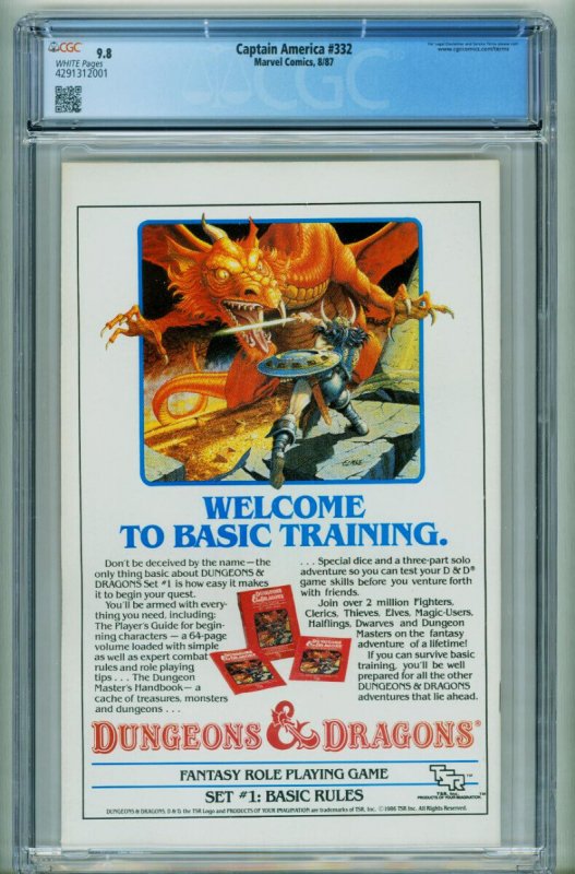 Captain America #332  1987 - Marvel -CGC 9.8 - Comic Book-4291312001