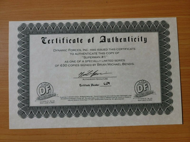 Superman #1 Signed Brian Michael Bendis /w COA ~ NEAR MINT NM ~ 2018 DC Comics