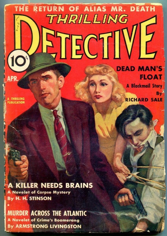 Thrilling Detective April 1939-Alias Mr Death- Killer Needs Brains G/VG