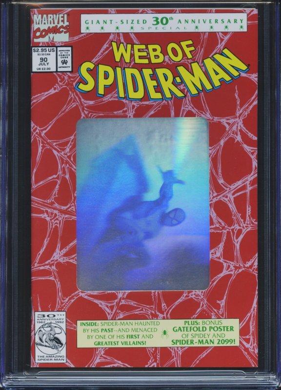 WEB OF SPIDER-MAN #90 - CGC-9.6, WP - Poster - Silver hologram cover