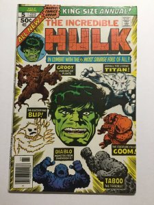 Hulk Annual 5 Fine/Very Fine Fn/Vf 7.0 Slight Stain On Back Cover Marvel