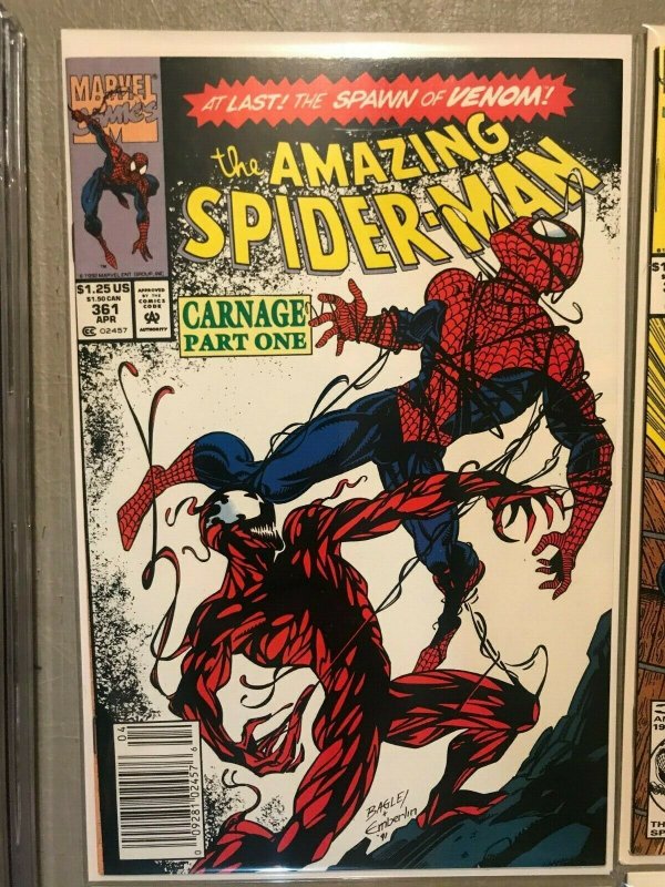 Venom Carnage First Appearance Lot Amazing Spider-Man 361 Newsstand Lethal