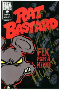 RAT BASTARD #1, NM-, Signed Huja Brothers, Fix for a King, 1997, Crucial Comics