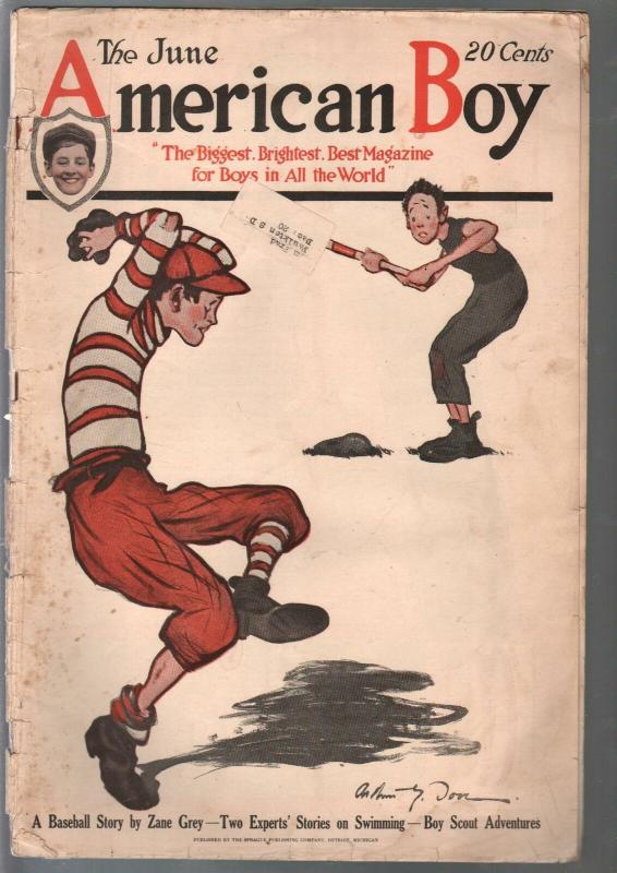 American Boy 6/1920-A.G. Dover baseball cover-classic ads-pulp fiction-G+