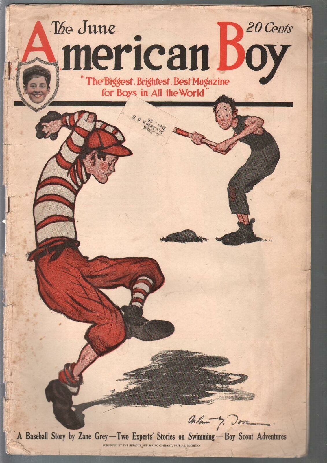 American Boy 6/1920-A.G. Dover baseball cover-classic ads-pulp