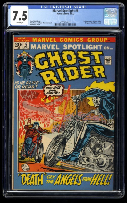 Marvel Spotlight #6 CGC VF- 7.5 White Pages 2nd Appearance Ghost Rider!