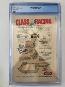 CAPTAIN AMERICA #154 CGC 9.6 1st full JACK MONROE BronzeAge MARVEL 1972 AVENGERS