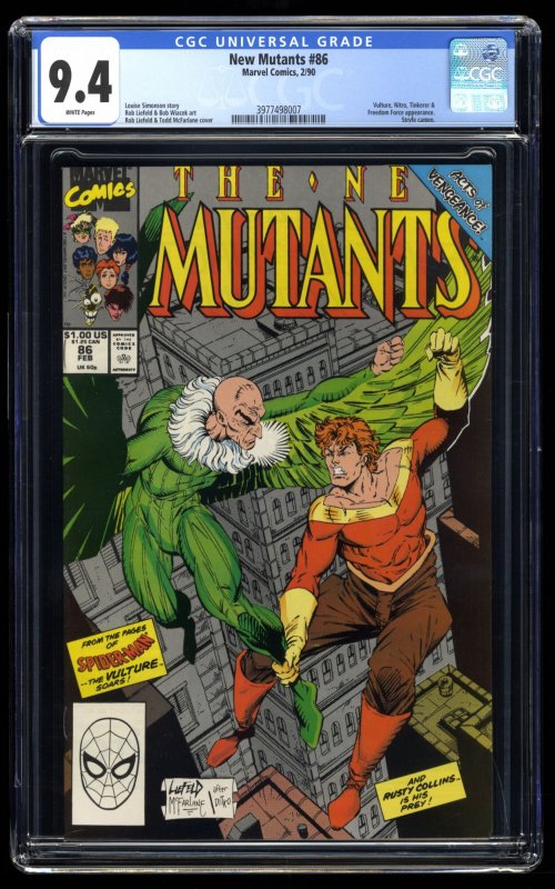 New Mutants #86 CGC NM 9.4 White Pages 1st Cable Cameo Liefield!