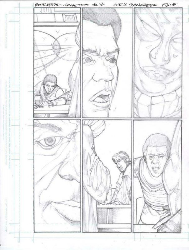 Battlestar Galactica #3 pg 3 Original Penciled art ALEX SANCHEZ Alien