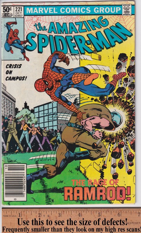Amazing Spider-Man #221 NEWSSTAND (Oct 1981) VGF 5.0, cream to white