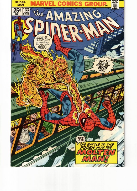 The Amazing Spider-Man #133 (1974) Molten Man Wow! High-Grade VF/NM Utah CERT!