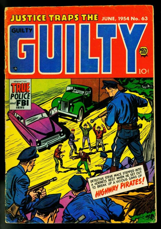 Justice Traps the Guilty #63 1954- Tommy Guns cover- Crime- G/VG