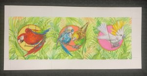 NOTE PAD Beautiful Parakeets Cockatoo Birds 12x5.5 Greeting Card Art #nn