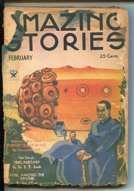 Amazing Stories 2/1934-Rocket cover-Terror Out Of Space-E.E. Smith-Phil Now...