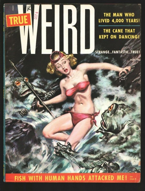 True Weird #1 11/1955-1st issue-Clarence Doore bikini girl horror cover-stran...