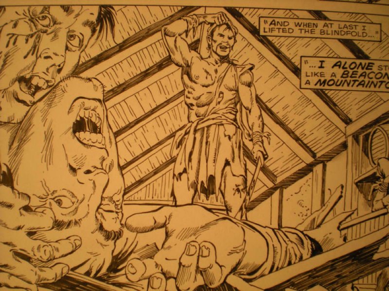 ERNIE CHAN Published Original Art SAVAGE SWORD of CONAN #132, pg #31 Sword fight