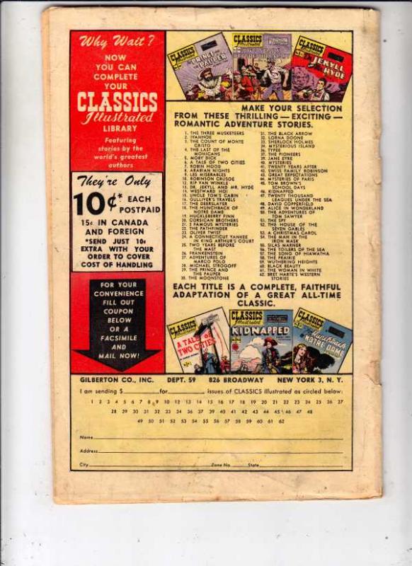 Classics Illustrated #61 (Jul-49) VG Affordable-Grade 
