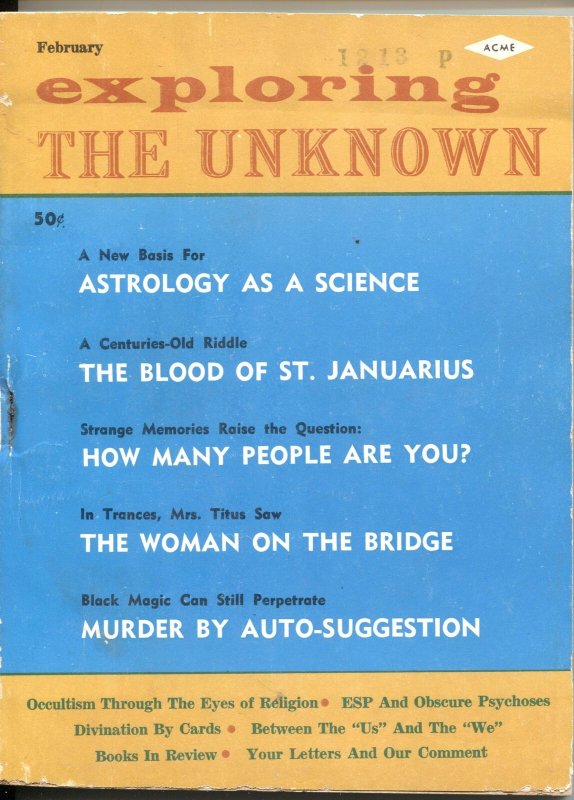 EXPLORING THE UNKNOWN #18-1963-WITCHCRAFT-OCCULT-REINCARNATION--PULP MYSTERIES