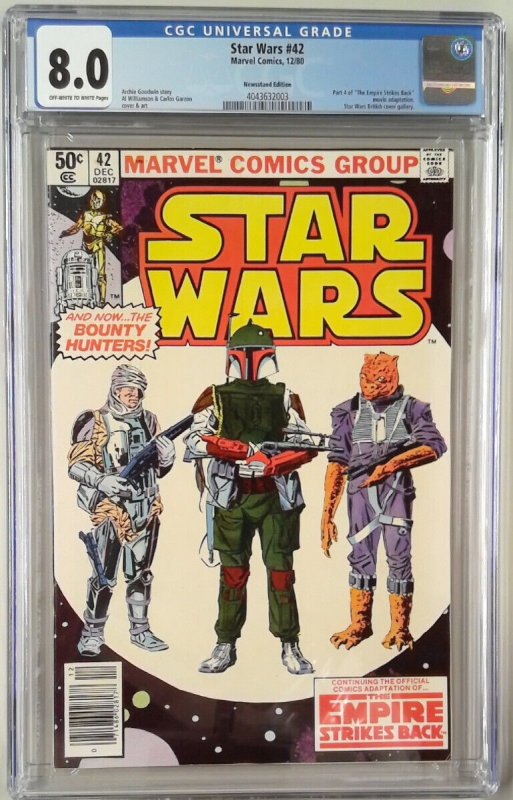 STAR WARS 42  (1977) CGC 8.0 1st Comic Appearance of Boba Fett (SLAB GRADE)