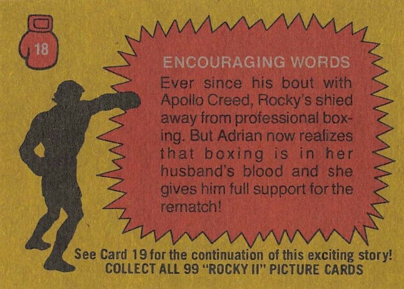 1979 Topps Rocky II #18 Encouraging Words > Adrian Balboa > Rocky > Stallone