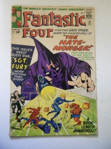 Fantastic Four #21 (1963) 1str App of Hate-Monger! PR Condition See desc