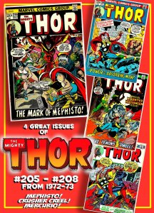 THOR #205 206 207 & 208 (1972-3) 7.0 FN/VF Mephisto! Absorbing Man! Buscema!