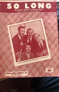 So long.. It’s been good to know YUH,1950,the Weavers,sheet music