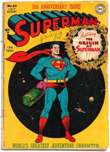 SUPERMAN  Volume1 #53 (July 1948) 2.0 GD 10th Anniversary!  Origin of Superman!