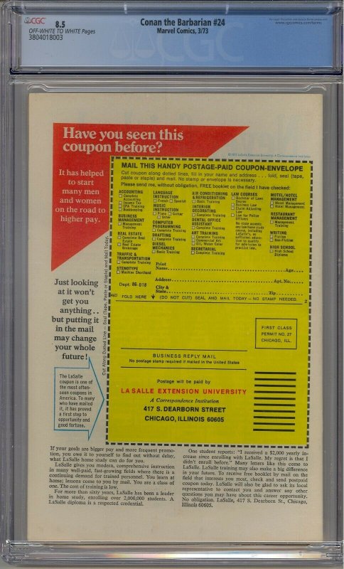 CONAN THE BARBARIAN #24 CGC 8.5 1ST RED SONJA