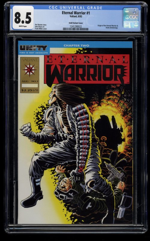 Eternal Warrior (1992) #1 CGC VF+ 8.5 White Pages Gold Variant Origin Issue!