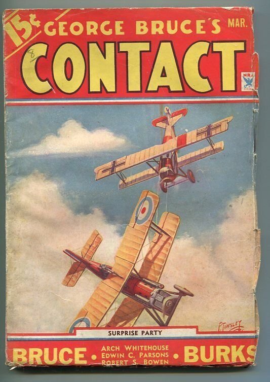 GEORGE BRUCE'S CONTACT 03/1934-WWI AVIATION-BI-PLANE-FRANK TINSLEY COVER-fn