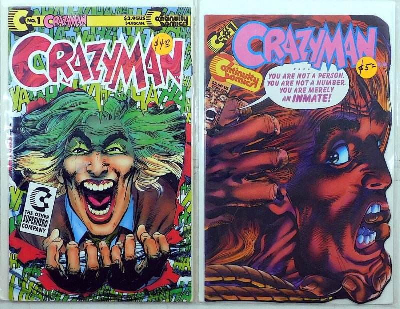 Crazyman Lot of 2 #1, 2nd 1 (1992) Continuity Comics 1st Print Comic Books