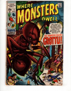 Where Monsters Dwell #3 (1970)  THE MONSTER CALLED GROTTU! / ID#905