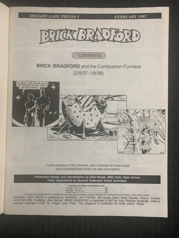 1987 BRICK BRADFORD Dragon Lady Press #5 FN 6.0 Comic Strip Reprints