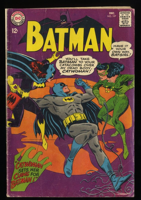 Batman #197 VG- 3.5 Catwoman and Batgirl Appearance! 1967!