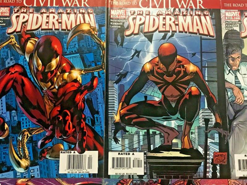 AMAZING SPIDER-MAN#529-538 VF/NM LOT 2008 'CIVIL WAR'  MARVEL COMICS