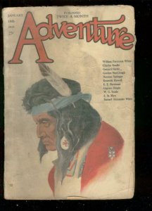 ADVENTURE PULP-JAN 18 1921-INDIAN COVER BY WC TUTTLE-   G-