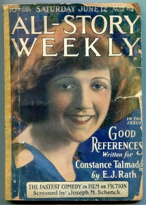 All-Story Weekly Pulp June 12 1920- Constance Talmadge- Joseph Schenck P