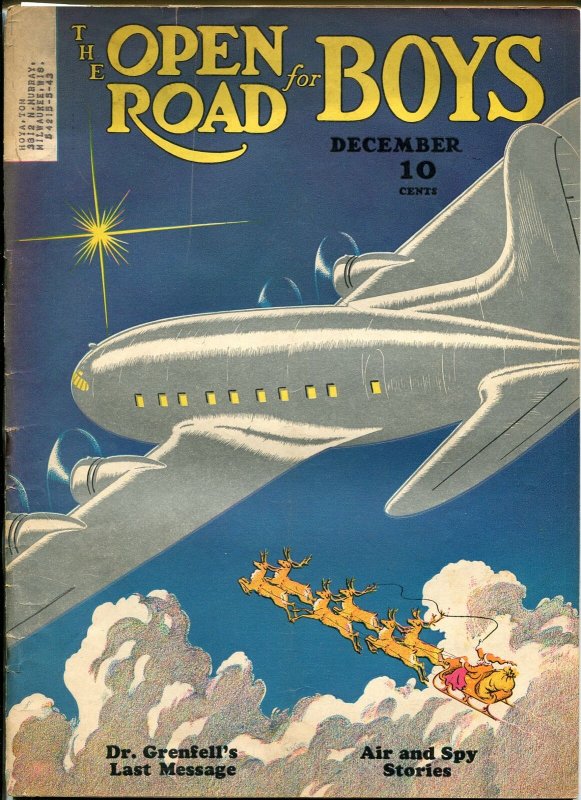 OPEN ROAD FOR BOYS 12/1940-PARKHURST INTERIOR ART-PULP FICTION-SANTA CLAUS-vg-