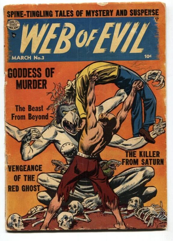 WEB OF EVIL #3 comic book 1953 Vioelnt-pre code horror