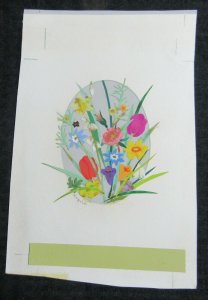 HAPPY BIRTHDAY Cut-Paper Colorful Flowers 6x9 Greeting Card Art #B1194