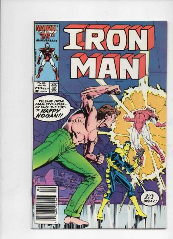 IRON MAN #210, VF Tony Stark, Happy, 1968 1986, more IM in store, Marvel, UPC