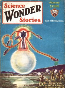 SCIENCE WONDER STORIES #8-JAN 1930-HORROR COVER-FRANK R PAUL-PULP