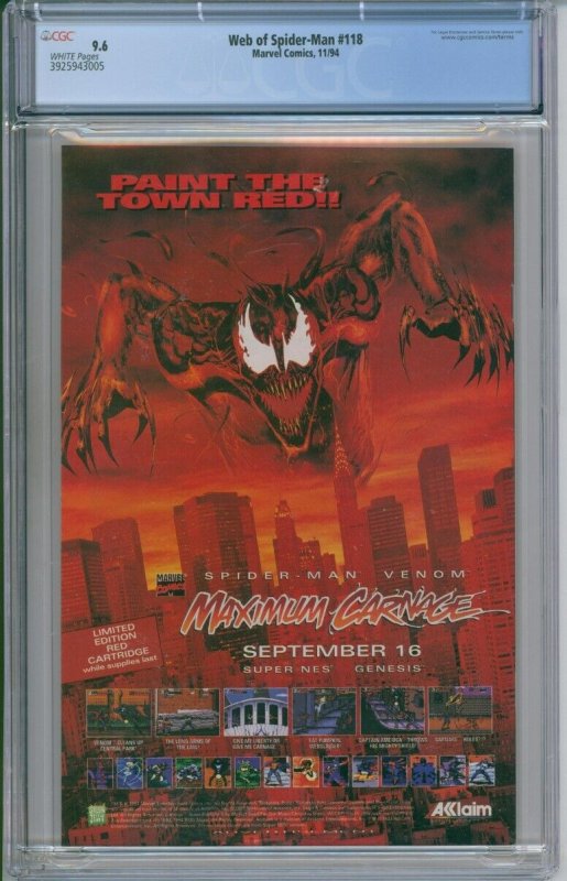 Marvel Comics Web Of Spider-Man #118 CGC 9.6 1st Solo Clone Story