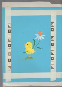IT'S EASTER Cute Yellow Chick w/ Orange Flower 8x11 Greeting Card Art #E2623