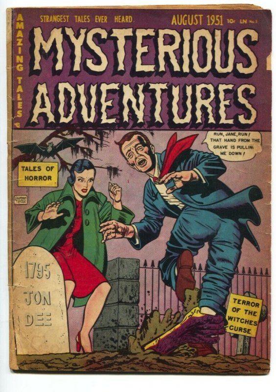 MYSTERIOUS ADVENTURES #3-1951 HAND OUT OF GRAVE-PCH HORROR G