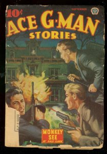 PULP:  ACE G-MAN STORIES SEPT 1944-SUICIDE SQUAD-FLAME THROWER FR