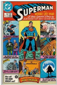 SUPERMAN 423 VF  ALAN MOORE PEREZ historic Sept. 1986