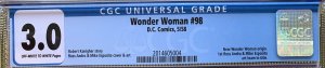 Wonder Woman #98 (1958) CGC 3.0 -- New Silver Age origin; 1st Andru & Esposito