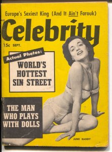 Celebrity 9/1954-exploitation-mini mag-cheesecake-Errol Flynn-Peggy Castle-VG